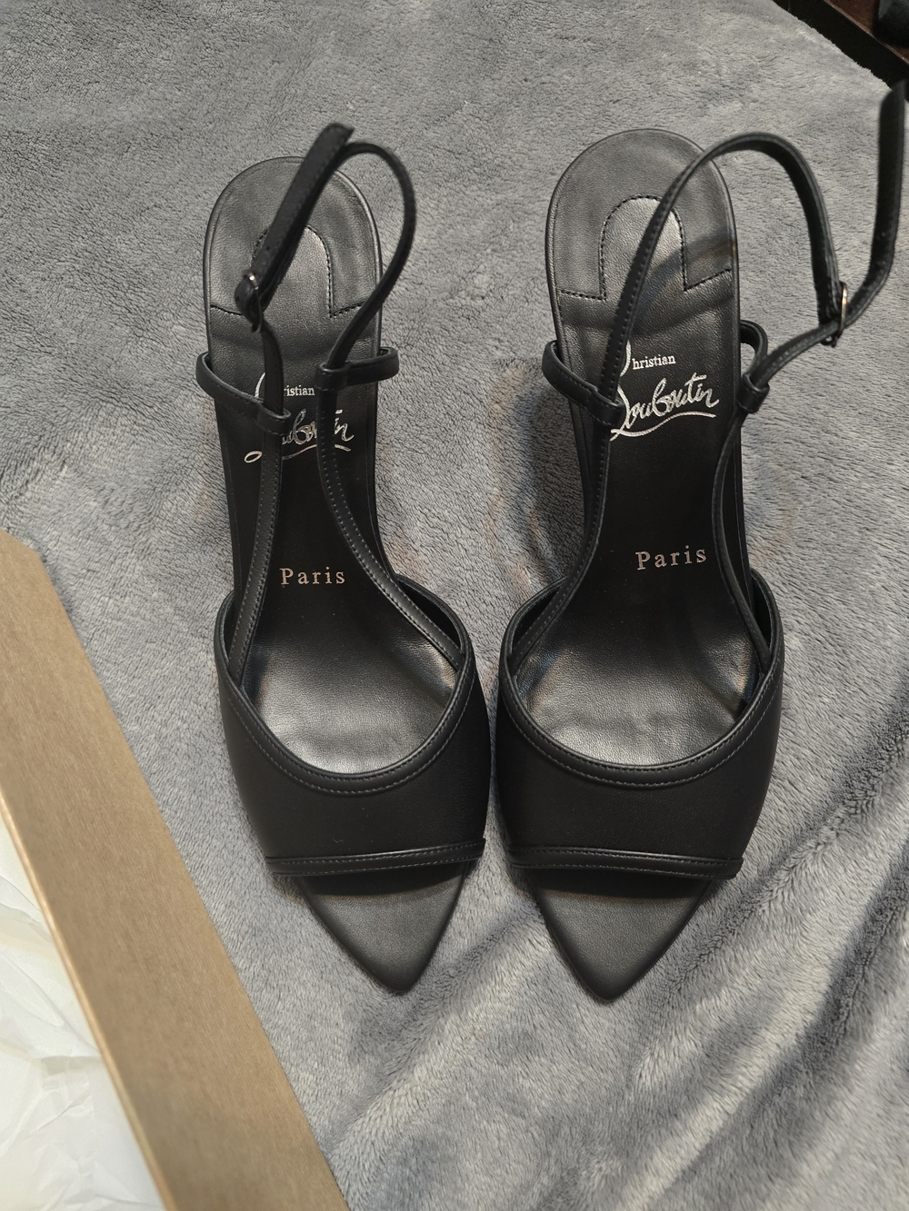 Christian Louboutin Black Pointed Toe Slingback Heels